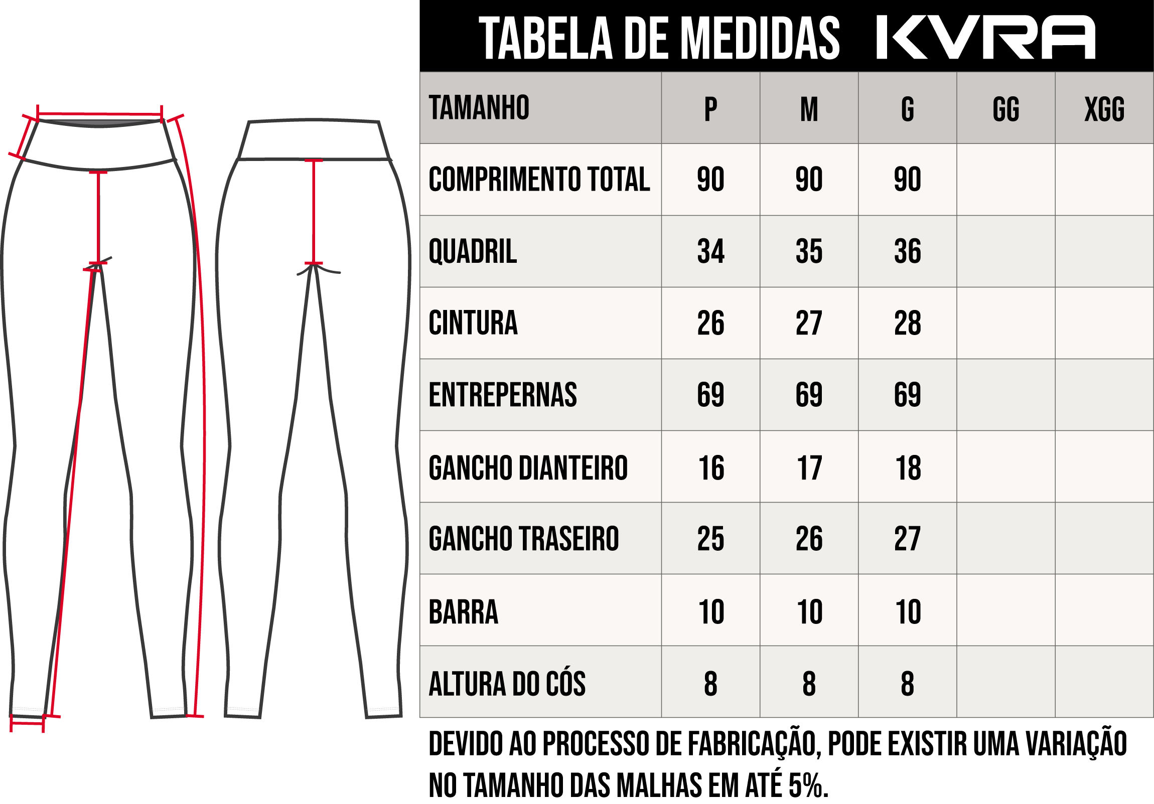 Legging Feminina KVRA Label Basic Vermelho - KVRA